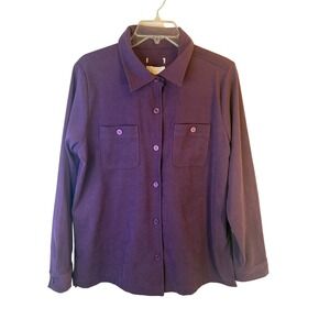 Christopher Banks Purple Button Front Shirt Women's Size MDLong Sleeve Pockets